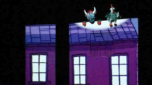 Imagen de la obra de teatro Hay un gallo en tu tejado de Titiriguiri teatro.