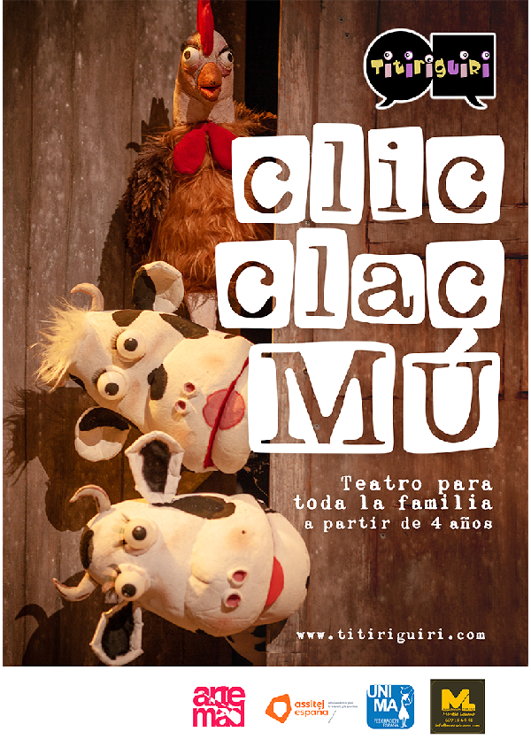 Imagen del cartel de  la obra de teatro Clic, Clac, Mú